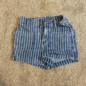 Blue with white stripped shorts